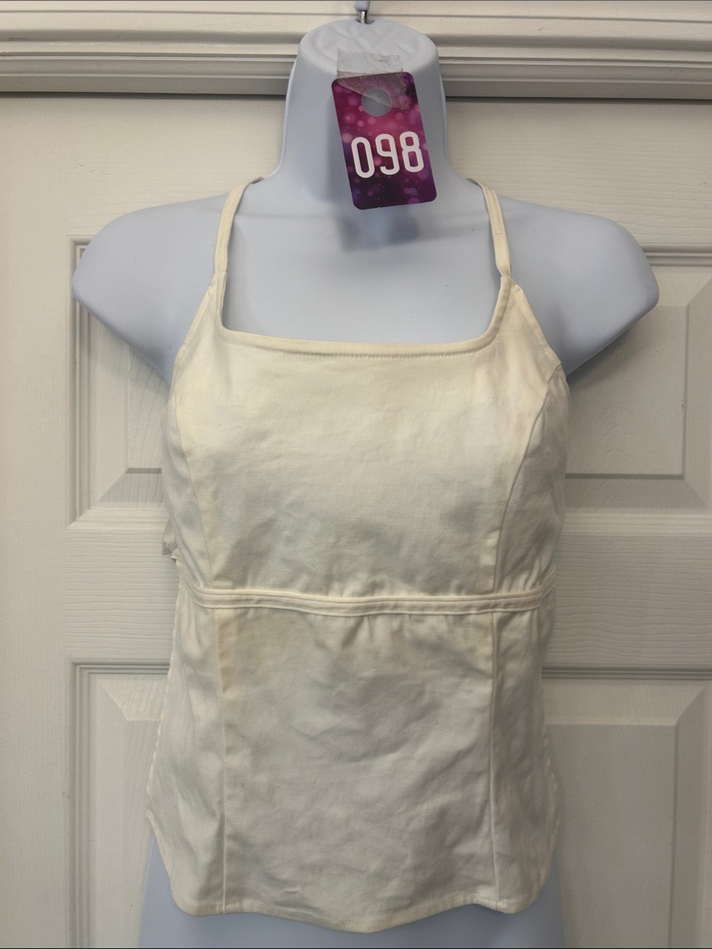 bebe Cream Bandeau Tank with Thin Straps